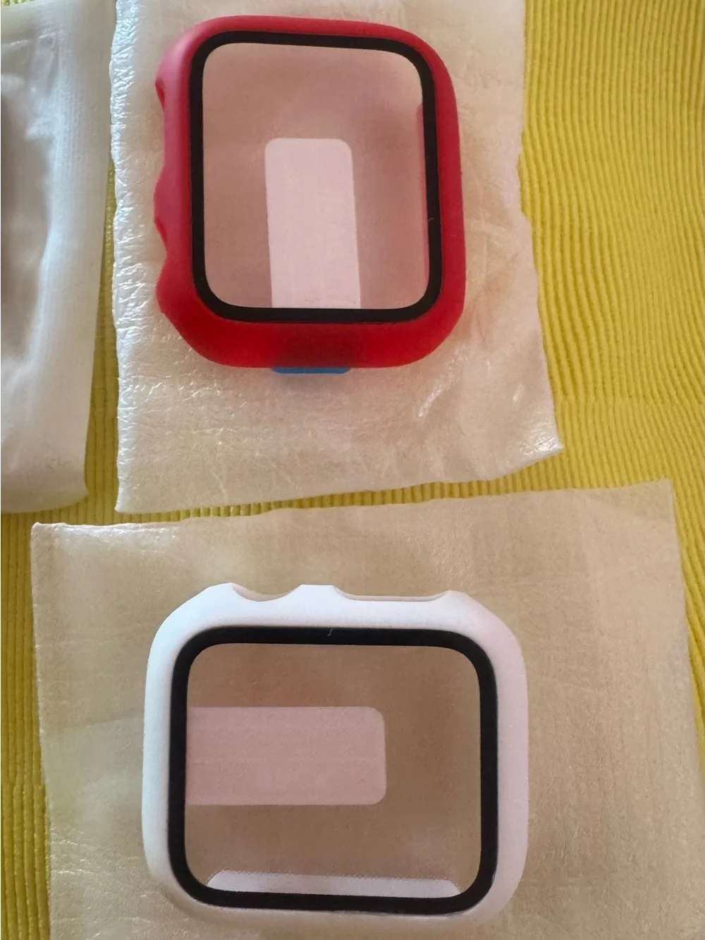 Apple watch Silver face, 1Black, 1brown Band, 2watch faces red&white, see pics